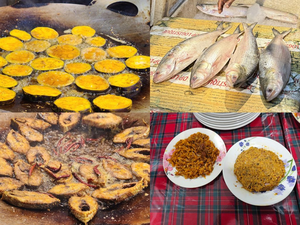 Dinner with hilsha fish
